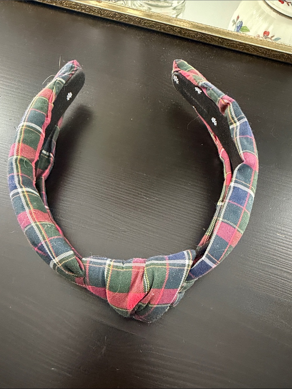 Lele Sadoughi Plaid Knotted Headband in Green Red and Blue